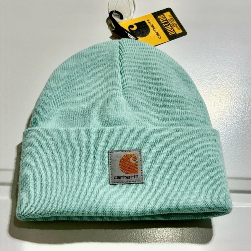 Carhartt Knit Cuffed beanie/watch hat,sewn on logo patch,warm winter,turquoise